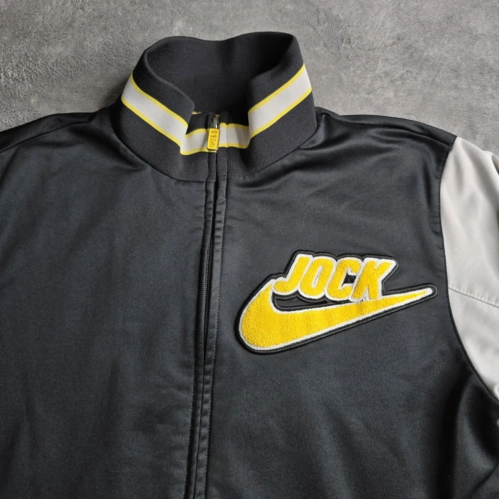 Nike 6.0 SB Varsity Jacket Jock Mens Medium Black Yellow Gray Sports